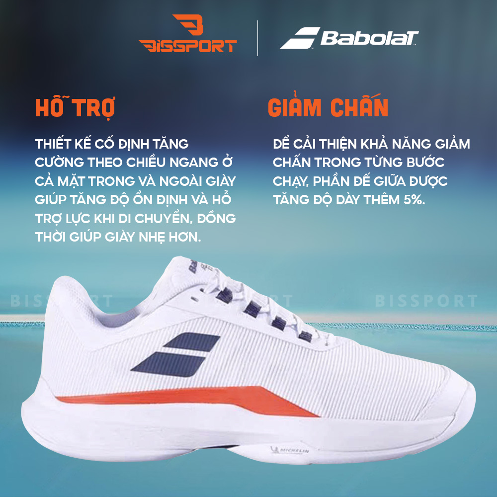 Giày Tennis/Pickleball Babolat Jet Tere 2 Wimbledon Men Trắng Xanh Chính Hãng - Đế Bám Mọi Sàn - Độ Chống Chấn Cao